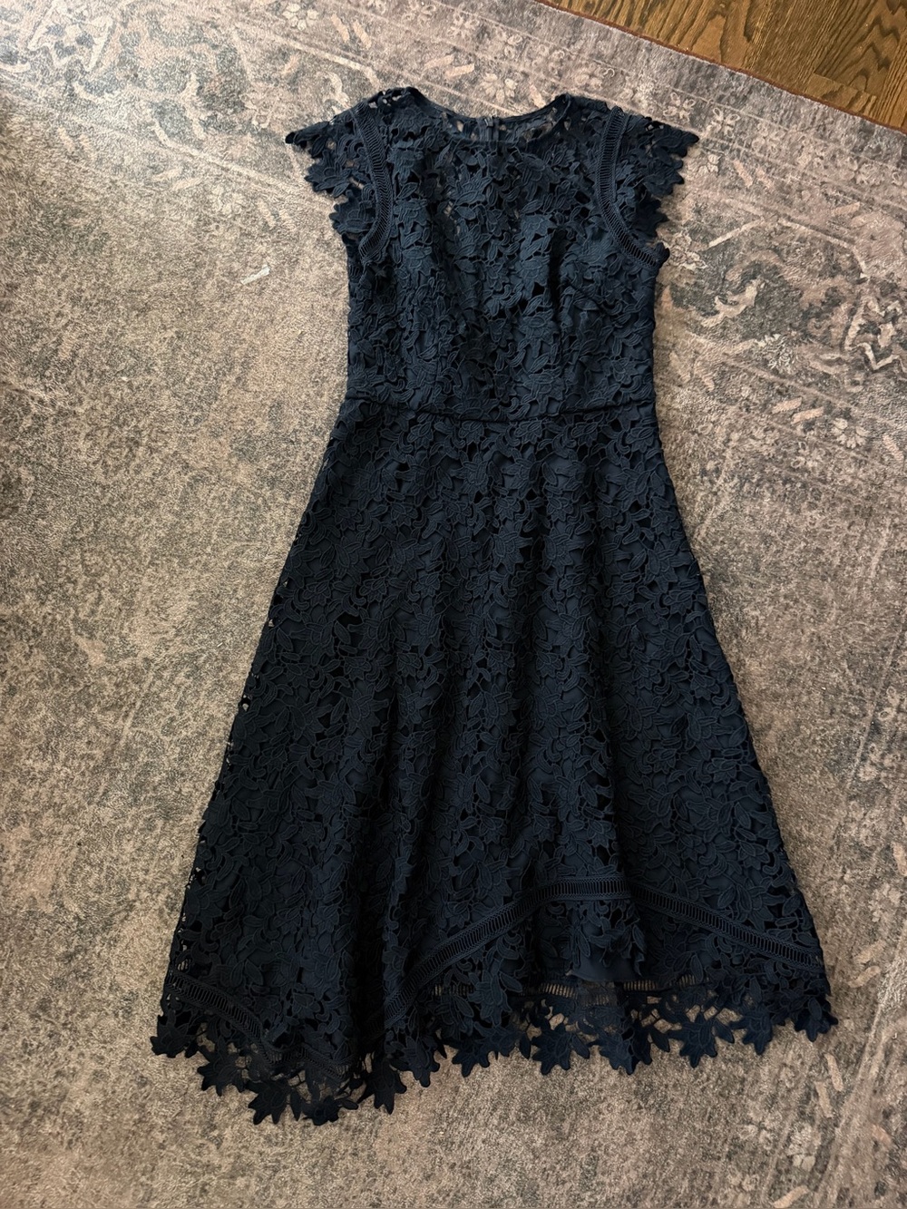 Eliza J Black Floral Lace Midi Dress